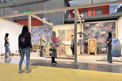 visitors check out RISD's booth at Salone del Mobile 2024