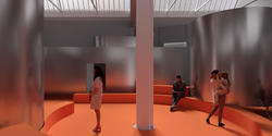 rendering of main space with people inside