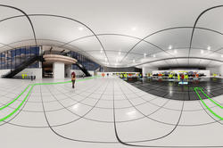 cylindrical image of student reimagining of Logan Airport’s terminal C 