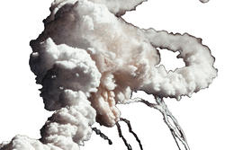 Student work by Lisa Iaboni, MFA 2013. Digital image of explosive clouds.